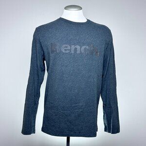 Bench Long-Sleeve Logo Tee M Charcoal Cotton Classic Logo Design